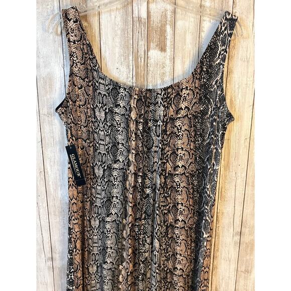 Glamour Brown Black Reptile Print Sleeveless Maxi Dress Size 14 - Picture 8 of 9